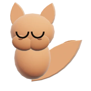 A sleepy orange fox curled beside its tail