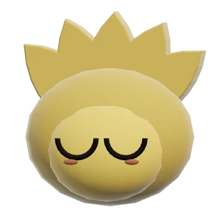 A sleepy yellow hedgehog with a spiky crown