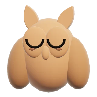 A sleepy orange owl with its eyes closed