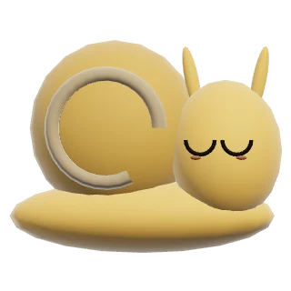 A sleepy yellow snail with a spiral shell