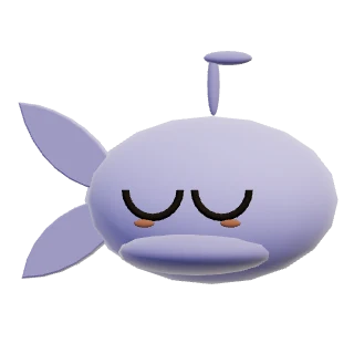 A sleepy lavender whale with a tiny spout